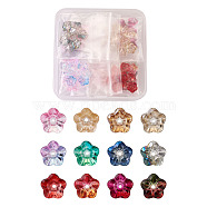 Electroplate Glass Beads, Trumpet Flower, Mixed Color, 8.5x8x5.5mm, Hole: 1mm, 12 colors, 10pcs/color, 120pcs/box(EGLA-TA0001-05)