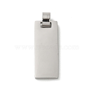 304 Stainless Steel Pendants, Laser Cut, Rectangle Charm, Stainless Steel Color, 25x10x2mm, Hole: 4x3mm(STAS-K270-12A-P)