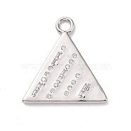 Eco-friendly Brass Micro Pave Clear Cubic Zirconia Pendants, Cadmium Free & Lead Free, Long-Lasting Plated, Triangle, Platinum, 23x21.5x1.8mm, Hole: 2.6mm(KK-D079-12P)