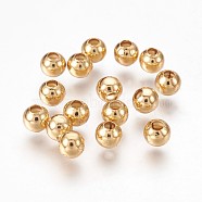 304 Stainless Steel Beads, Rondelle, Round, Real 24K Gold Plated, 4x3.5mm, Hole: 1.5mm(STAS-P220-05G-02)
