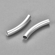 304 Stainless Steel Curved Tube Beads, Curved Tube Noodle Beads, Silver, 30.5x5mm, Hole: 3.5mm(STAS-P128-02S)