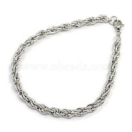 Fashionable 304 Stainless Steel Rope Chain Bracelet Making, with Lobster Claw Clasps, Stainless Steel Color, 205x5mm(X-STAS-A028-B054P)