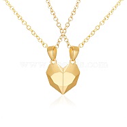 Valentine's Day Stainless Steel Magnetic Heart-shaped Couples Necklace Set with Peach Heart Pendant, Golden(RE7695-2)