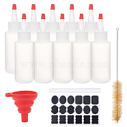DIY Glue Bottles Kit, with Plastic Glue Bottles & Caps, Silicone Funnel Hopper, Pig Hair Beaker Brush, Chalkboard Sticker Labels, Art Marker Pen, White, 101x38mm, Capacity: 80ml, 16pcs/set(DIY-BC0011-25)