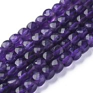 Natural Amethyst Beads Strands, Faceted, Cube, 4~4.5x4.5~5x4.5~5mm, Hole: 0.7mm, about 84pcs/strand, 15.55 inch(39.5cm)(G-E560-A17)