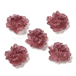 Opaque Resin Cabochons, Flower, Indian Red, 23x24.5x11mm(RESI-E049-03D)