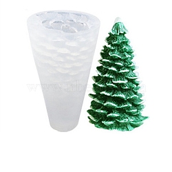 3D Christmas Tree DIY Candle Silicone Molds, for Xmas Tree Scented Candle Making, White, 7.5x14.2cm, Inner Diameter: 6.5x13.1cm(CAND-B002-02B)