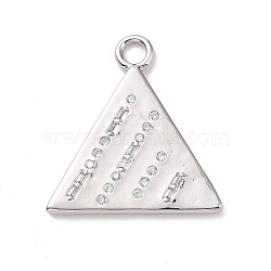 Eco-friendly Brass Micro Pave Clear Cubic Zirconia Pendants, Cadmium Free & Lead Free, Long-Lasting Plated, Triangle, Platinum, 23x21.5x1.8mm, Hole: 2.6mm(KK-D079-12P)