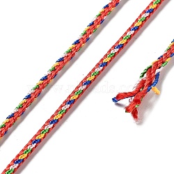 Five Tone Polyester Jewelry Braided Cord, Round, Colorful, 3mm, about 29.53 Yards(27m)/Roll(OCOR-G015-05C-01)