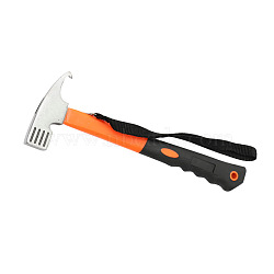 45# Carbon Steel Camping Hammer Heavy Duty with Tent Stake Remover, with Plastic & TPR Handle & Holding Strap, Orange, 32x11cm(WOCR-PW0001-338A)