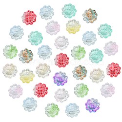 100Pcs Transparent Spray Painted Glass Beads, Sunflower, Mixed Color, 15x10mm, Hole: 1.2mm(GLAA-CJ0002-26)