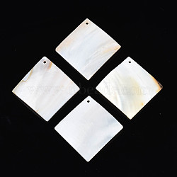 Natural Freshwater Shell Big Pendants, Rhombus, 53~56x55~56x1.5~8.5mm, Hole: 2mm(SHEL-N026-177)