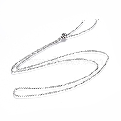 Adjustable 304 Stainless Steel Slider Necklaces, with Rolo Chains and Slider Stopper Beads, Stainless Steel Color, 29.5 inch(75cm)(NJEW-L156-003P)