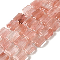 Cherry Quartz Glass Beads Strands, Square, with Seed Beads, 10~10.5x10~10.5x5~5.5mm, Hole: 1.6mm, about 32pcs/strand, 15.16~15.35 inch(38.5~39cm)(G-L596-A17-01)