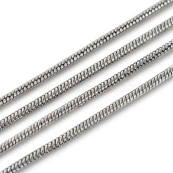 3.28 Feet 304 Stainless Steel Round Snake Chains, Stainless Steel Color, 0.9mm(X-CHS-K001-06)