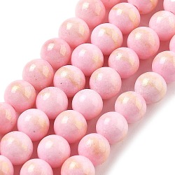 Natural Mashan Jade Beads Strands, Round, Dyed, Pink, 8.5mm, Hole: 1.4mm, about 49pcs/strand, 15.59''(39.6cm)(G-A255-A01-01B)