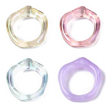 Transparent Resin Finger Rings, AB Color Plated, Mixed Color, US Size 6 3/4(17.1mm)