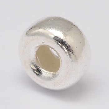 925 Sterling Silver Spacer Beads, Donut, Silver, 3x2mm, Hole: 1mm, about 221pcs/10g