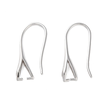 Rhomdium Plated 925 Sterling Silver Earring Hooks, Real Platinum Plated, 22x11x4mm, Pin: 1mm