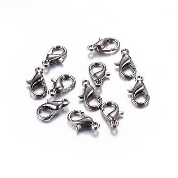 Zinc Alloy Lobster Claw Clasps, Parrot Trigger Clasps, Cadmium Free & Nickel Free & Lead Free, Gunmetal, 16x8mm, Hole: 2mm