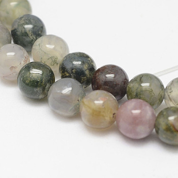 Natural Moss Agate Beads Strands, Round, Grad A, Colorful, 6mm, Hole: 1mm, about 63pcs/strand, 15.5 inch