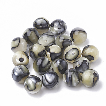 Cellulose Acetate(Resin) Beads, Round, Dark Khaki, 8mm, Hole: 1.5mm