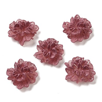 Opaque Resin Cabochons, Flower, Indian Red, 23x24.5x11mm