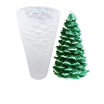 3D Christmas Tree DIY Candle Silicone Molds, for Xmas Tree Scented Candle Making, White, 7.5x14.2cm, Inner Diameter: 6.5x13.1cm