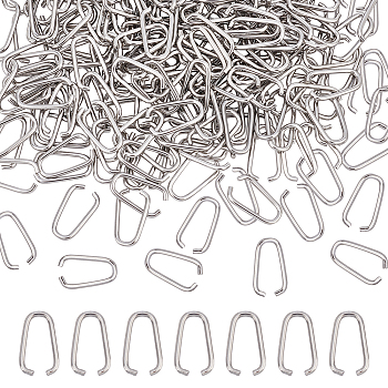 200Pcs 201 Stainless Steel Linking Ring, Quick Link Connectors, Oval, Stainless Steel Color, 18x8x1.5mm, Inner Diameter: 15x4.5mm