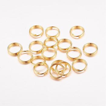 Iron Split Rings, Double Loops Jump Rings, Cadmium Free & Lead Free, Golden, 8x1.4mm, about 6.6mm inner diameter, about 7000pcs/1000g