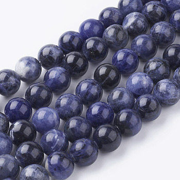 Natural Sodalite Beads Strands, Grand A, Round, 10mm, Hole: 1mm, about 40pcs/strand, 16 inch