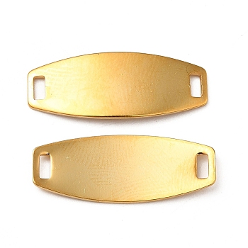 201 Stainless Steel Connector Charms, Curved Oval Links, Real 24K Gold Plated, 24x9.5x0.9mm, Hole: 3x1.5mm