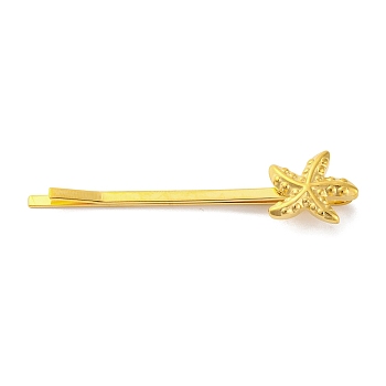 Starfish & Shell Shape 304 Stainless Steel Hair Bobby Pins, Real 18K Gold Plated, 60mm 