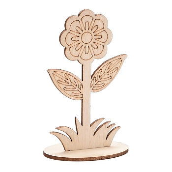 DIY Unfinished Wood Flowers Cutout, with Slot, for Craft Painting Supplies, BurlyWood, 5.9x5x9.9cm