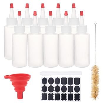 DIY Glue Bottles Kit, with Plastic Glue Bottles & Caps, Silicone Funnel Hopper, Pig Hair Beaker Brush, Chalkboard Sticker Labels, Art Marker Pen, White, 101x38mm, Capacity: 80ml, 16pcs/set