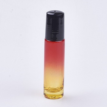 10ml Glass Gradient Color Essential Oil Empty Roller Ball Bottles, with PP Plastic Caps, Colorful, 8.55x2cm, Capacity: 10ml(0.34 fl. oz)