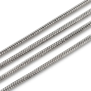 3.28 Feet 304 Stainless Steel Round Snake Chains, Stainless Steel Color, 0.9mm