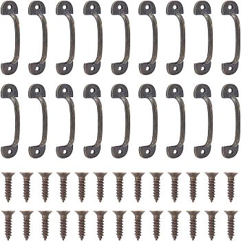 Zinc Alloy Drawer Handles, with Iron Screws, for Gates Cabinet Drawer Door, Antique Bronze, 60x15.5x12mm, Hole: 2.6mm, 30sets/box