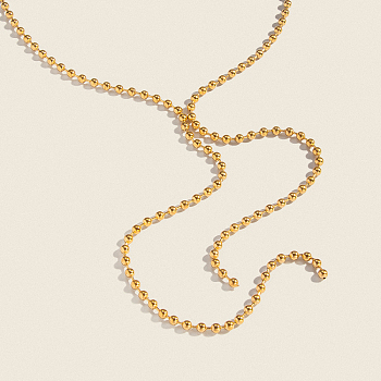 304 Stainless Steel Ball Chain Y-shaped Tassel Necklaces for Women, Real 18K Gold Plated, 16.93 inch(43cm)
