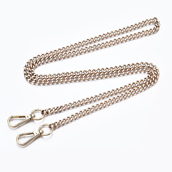 Bag Chains Straps, Iron Curb Link Chains, with Alloy Swivel Clasps, for Bag Replacement Accessories, Light Gold, 1200x7mm