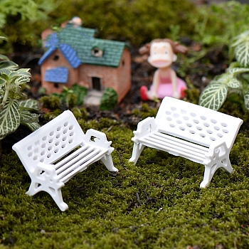 Plastic Benches, Mini Furniture, Dollhouse Garden Decorations, White, 15mm