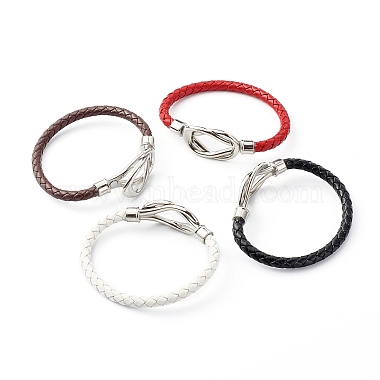 Bracelets en cordon tressé en cuir de vachette imitation pour couple(BJEW-JB06443)-5