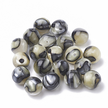 Dark Khaki Round Cellulose Acetate Beads