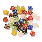 Baking Paint Mixed Styles Glass Beads, Golden Metal Enlaced, Flower, Mixed Color, 10x10x6mm, Hole: 1mm(GL-CBA8D6A-12)