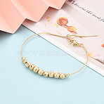 Adjustable Brass Beaded Slider Bracelets for Women, Round & Rondelle, Real 18K Gold Plated, Inner Diameter: 2-1/2 inch(6.2cm)(BJEW-T022-22G)