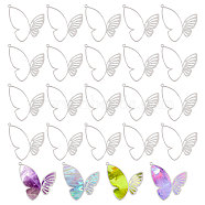 24Pcs Rack Plating Alloy Pendants, Butterfly Charms, Platinum, 39.5x36.5x1mm, Hole: 1.4mm(FIND-CA0009-04)