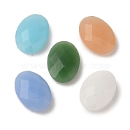 Glass Rhinestone Cabochons, Pointed Back, Faceted, Oval, Mixed Color, 14x10x4.6mm(RGLA-G023-16)