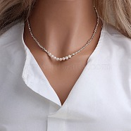 Natural Freshwater Pearl Necklaces, Silver, 8.27~19.69 inch(21~50cm)(PW-WG78554-07)