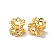 Rack Plating Flower Brass Beads, Long-Lasting Plated, Lead Free & Cadmium Free, Golden, 7x5mm, Hole: 1.2mm(KK-F873-26G)