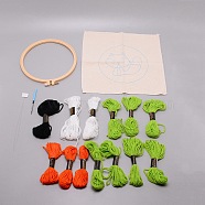 DIY Fox Pattern Punch Needle Making Kits, Including Plastic Needlecraft, Cross-stitch Embroidered Blank Frame, linen Fabric Sheets, Cotton Cord, Mixed Color, 21.3x20x0.01cm, 1pc(DIY-WH0019-40)